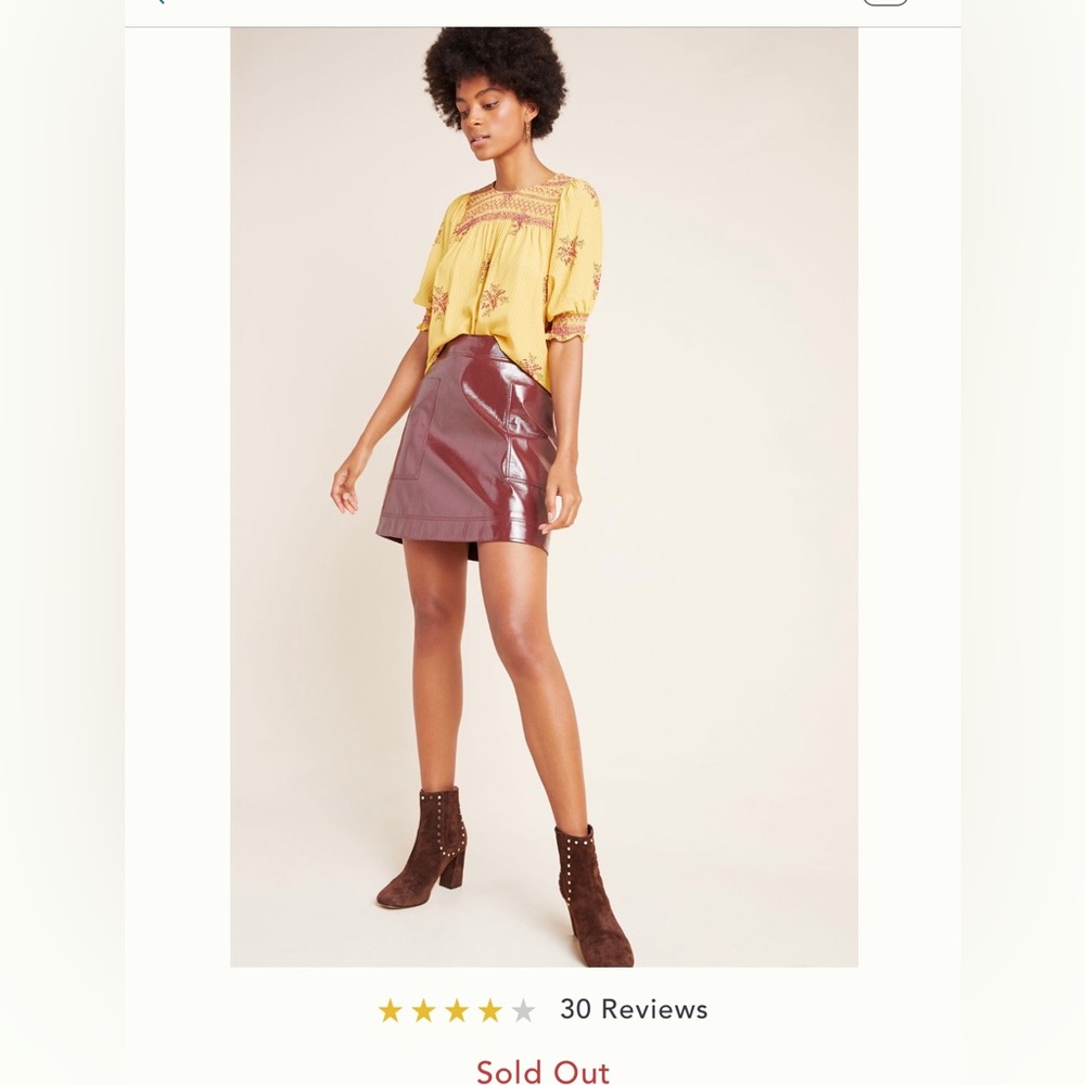 Maeve Faux Patent Leather Skirt- NWT size 4
